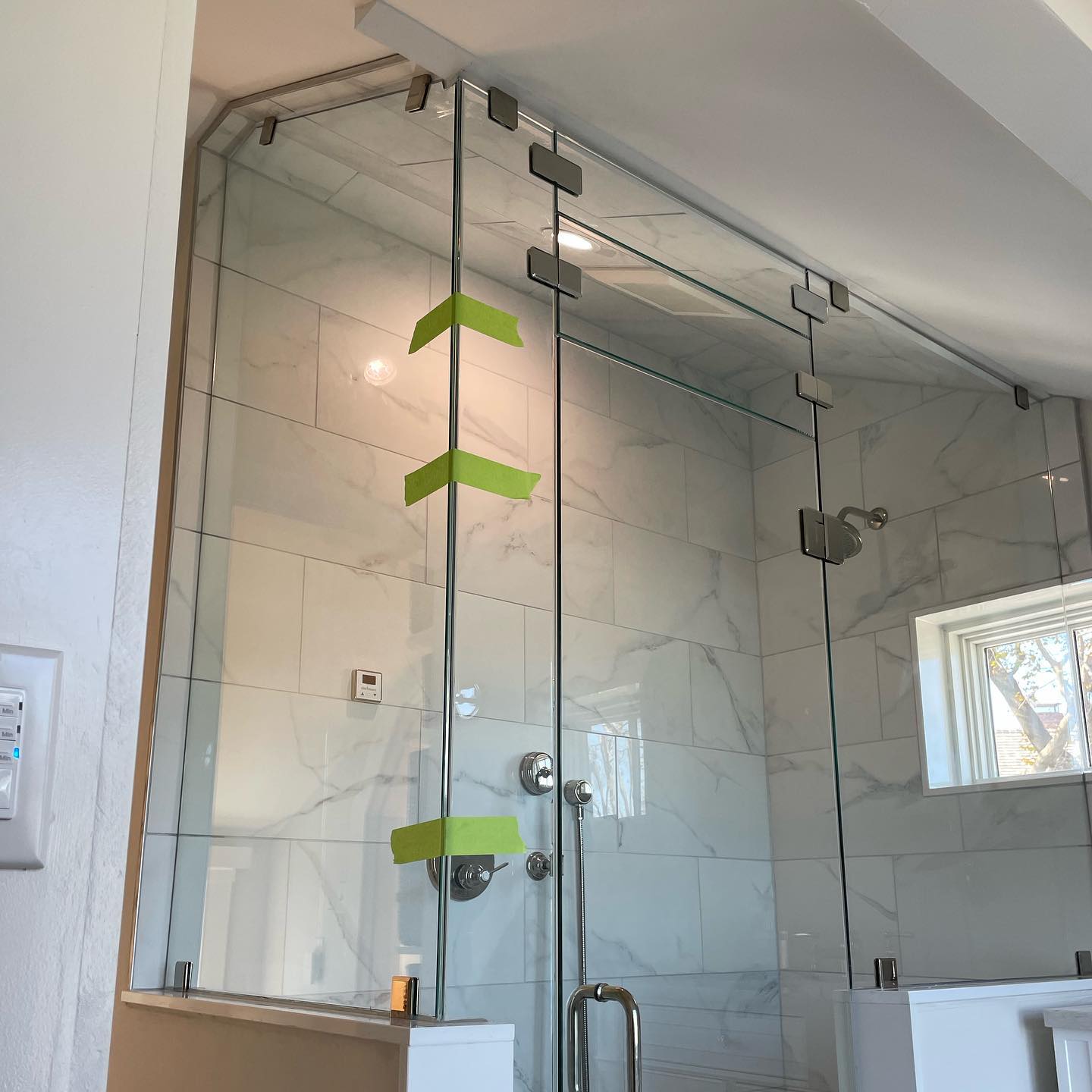 This was a fun one. Capping off the week with this unique steam enclosure. #glassdoor #steamenclosure #showers
