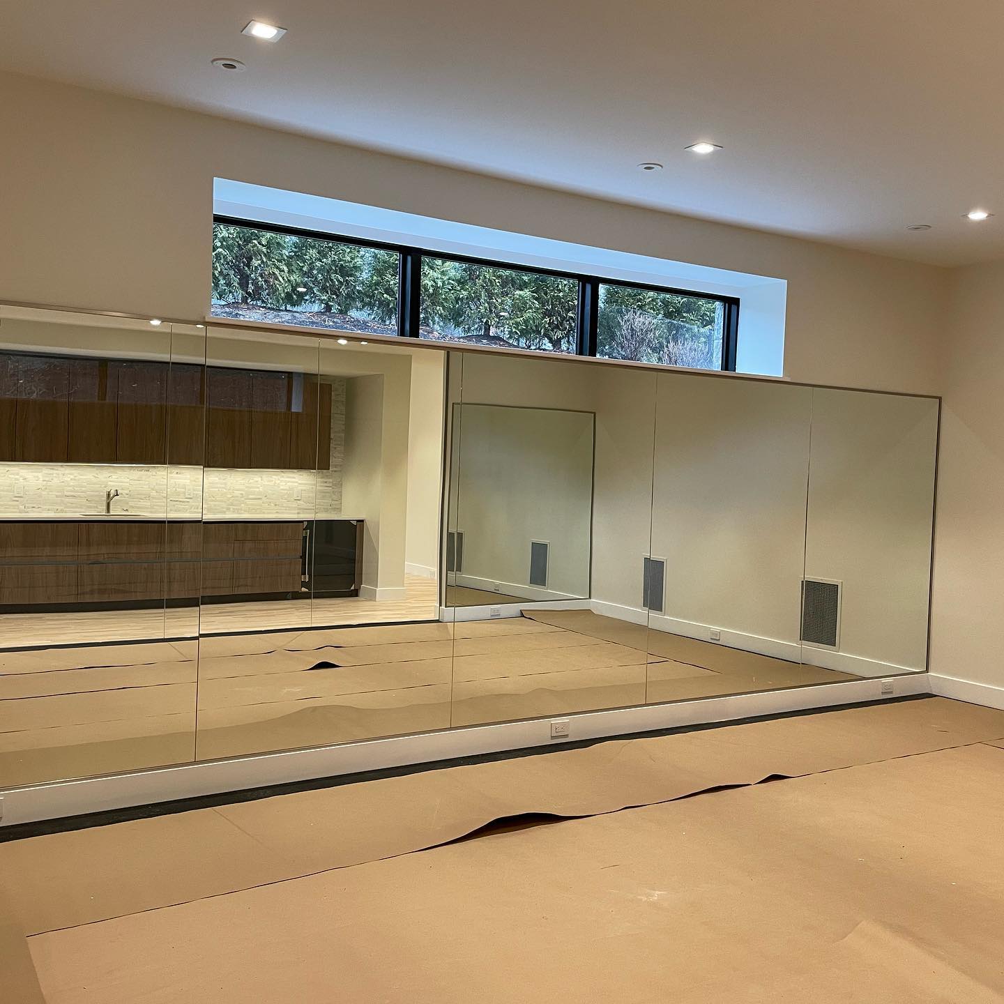 Gym entry way with a nice size wall of mirrors. Job complete. #gym #glasswall #mirrors